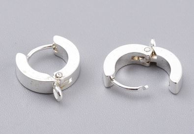 2pcs/201 Stainless Steel Huggie Hoop Earrings Findings/12x11x3mm