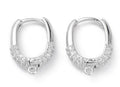 2pcs/Brass Micro Pave Clear Cubic Zirconia Hoop Earring Findings, with Horizontal Loops/ 17x12.5x4mm