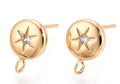 2pcs/Brass Micro Pave Clear Cubic Zirconia Stud Earring Findings, Long-Lasting Plated, Nickel Free, Real 18K Gold Plated/9.2x8.1mm