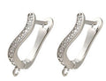 2pcs/ Rack Plating Brass Micro Pave Cubic Zirconia Hoop Earring Findings, Long-Lasting Plated, Lead Free & Cadmium Free/18x12x3.5mm