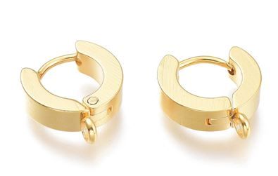 2pcs/201 Stainless Steel Huggie Hoop Earrings Findings/12x11x3mm