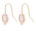 2pcs/ Brass Micro Pave Clear Cubic Zirconia Earring Hooks, Cadmium Free & Nickel Free & Lead Free, Oval, Real 18K Gold Plated/21x8mm