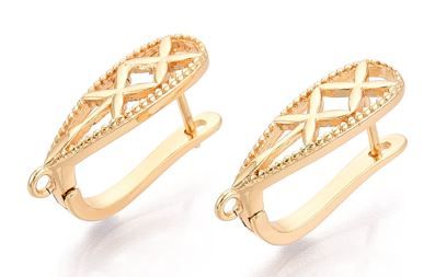 2pcs/Brass Hoop Earring Findings, Cadmium Free & Nickel Free & Lead Free/21.5x12x7mm