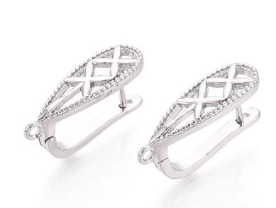 2pcs/Brass Hoop Earring Findings, Cadmium Free & Nickel Free & Lead Free/21.5x12x7mm