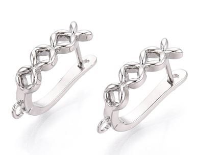 2pcs/Brass Hoop Earring Findings, Cadmium Free & Nickel Free & Lead Free/20x13x5mm
