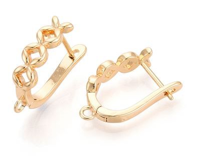 2pcs/Brass Hoop Earring Findings, Cadmium Free & Nickel Free & Lead Free/20x13x5mm