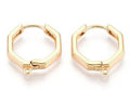 2pcs/Brass Hoop Earring Findings, Cadmium Free & Nickel Free & Lead Free, Polygon, Real 18K Gold Plated/17.5x16x3mm