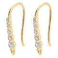 2pcs/Brass Micro Pave Clear Cubic Zirconia Earring Hooks, Flat Round, Real 18K Gold Plated/18.5x9x2.5mm