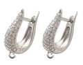 2pcs/Rack Plating Brass Micro Pave Cubic Zirconia Hoop Earring Findings, Long-Lasting Plated/20x13.5x5.5mm
