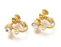 2pcs/ Clip-on Earring Settings, with Rhinestone/ 14x17x5mm
