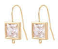 2pcs/ Brass Micrrconia Earring Hooks, Cadmium Free & Nickel Free & Lead Free, Square, Real 18K Gold Plated/22x9.5mm