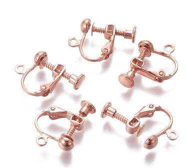 4pcs/Rack Plated Brass Screw Clip-on Earring Findings/ 13x17x4.5mm