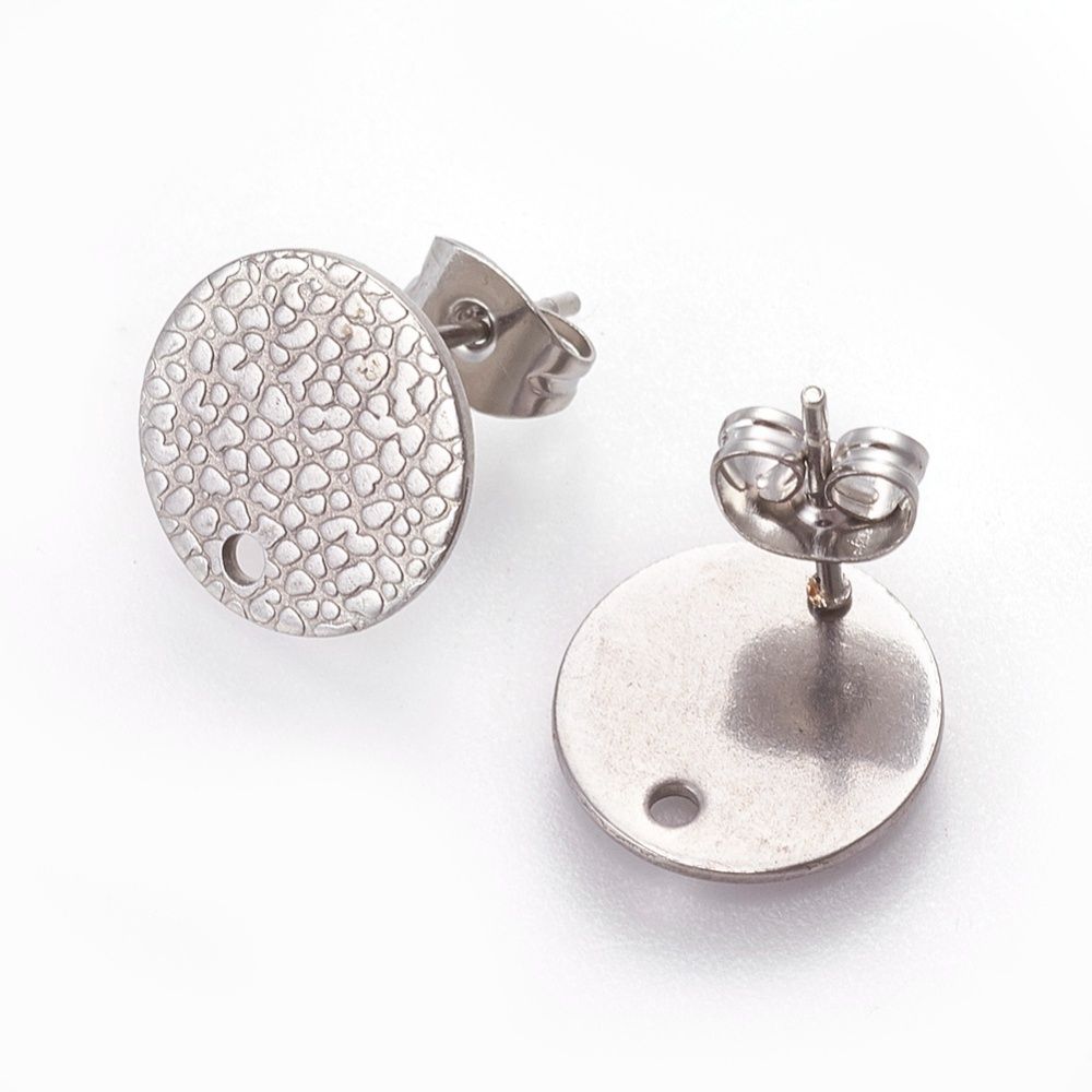 4pcs/ Non-Tarnish 304 Stainless Steel Ear Stud Findings, with Ear Nuts , multiple colors, factures