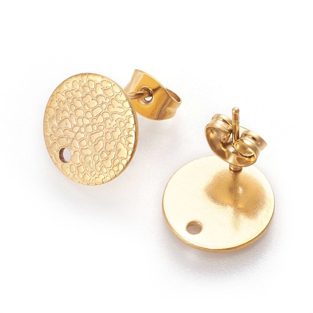 4pcs/ Non-Tarnish 304 Stainless Steel Ear Stud Findings, with Ear Nuts , multiple colors, factures