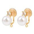 2pcs/ Brass Ear Cuff Findings, with ABS Imitation Pearls and Loops, Long-Lasting Plated, Nickel Free, Real 18K Gold Plated/19x10x19mm