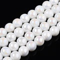 Electroplate Opaque Glass Beads Strands, AB Color Plated, Round, 9.5~10mm, Hole: 1.5mm, about 40~42pcs/strand, 14.76~15.12 inch(37.5~38.4cm)
