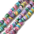 Natural Freshwater Shell Beads, Dyed, Nuggets, Mixed Color, 4.5~9x4.5~7x1.5~5mm, Hole: 0.8mm, about 163~165pcs/strand, 14.88~15.08''(37.8~38.3cm)