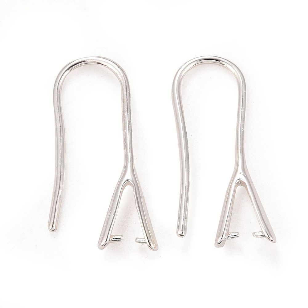 2pcs/Rack Plating Eco-friendly Brass Earring Hooks, with Ice Pick Pinch Bails, Lead Free & Cadmium Free/21x2.5mm