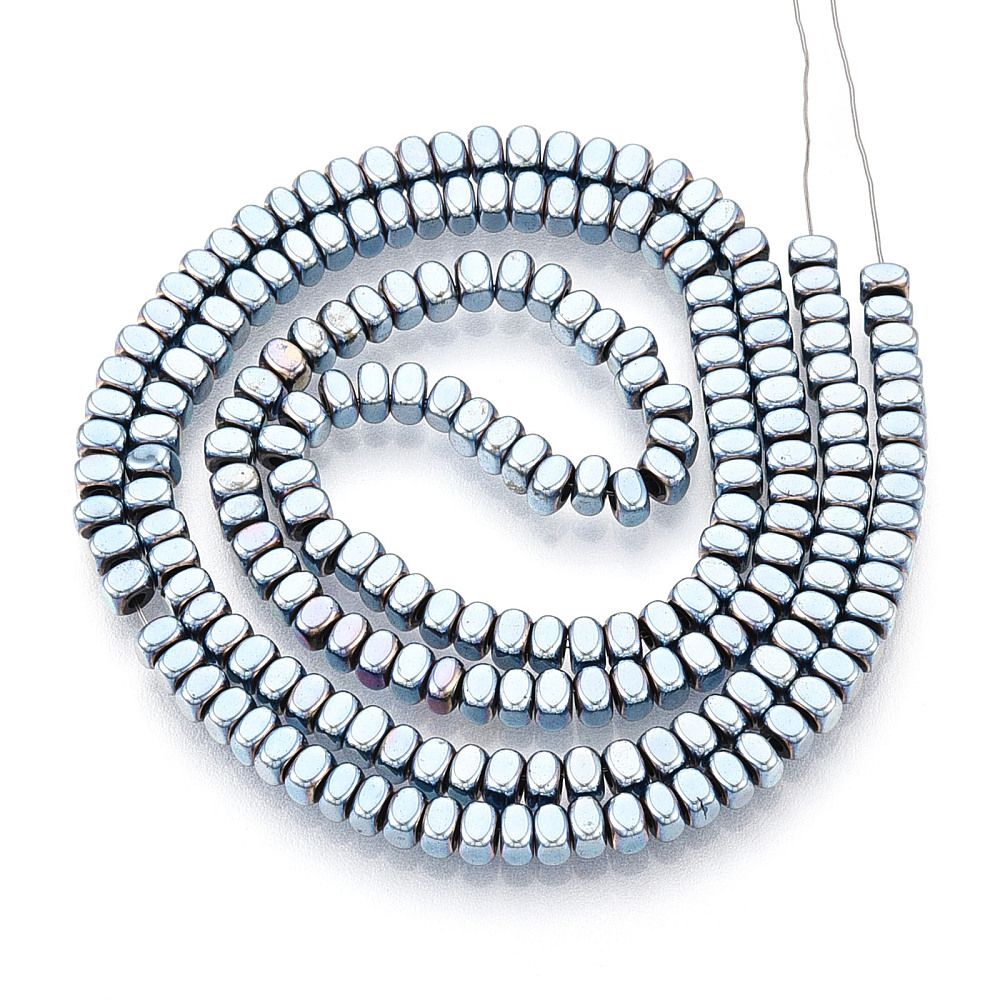 Hematite Beads Strands, PVD Vacuum Plating, Long-Lasting Plated, Square, 3x3x1.7~2mm, Hole: 1mm, about 202~206pcs/strand, 15.75~16.14''(40~41cm)