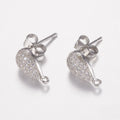 2pcs/ Brass Micro Pave Cubic Zirconia Stud Earring Findings/12x7x3mm