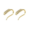2pcs/Brass Micro Pave Clear Cubic Zirconia Earring Hooks, Real 18K Gold Plated/16.5x9x3.5mm