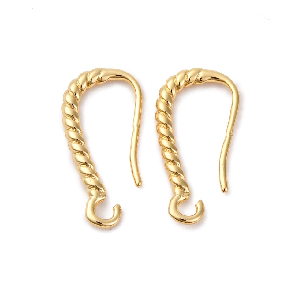 2pcs/ Brass Earring Hooks,Real 18K Gold Plated