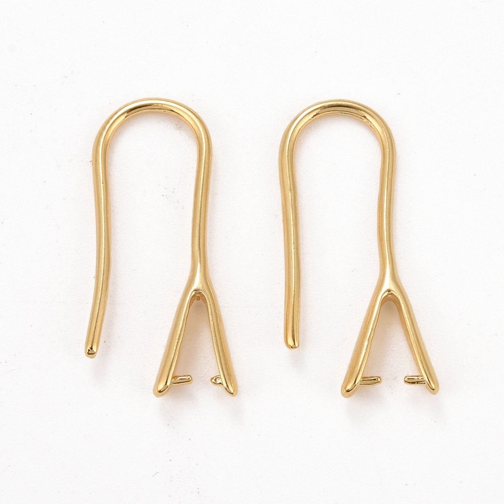 2pcs/Rack Plating Eco-friendly Brass Earring Hooks, with Ice Pick Pinch Bails, Lead Free & Cadmium Free/21x2.5mm