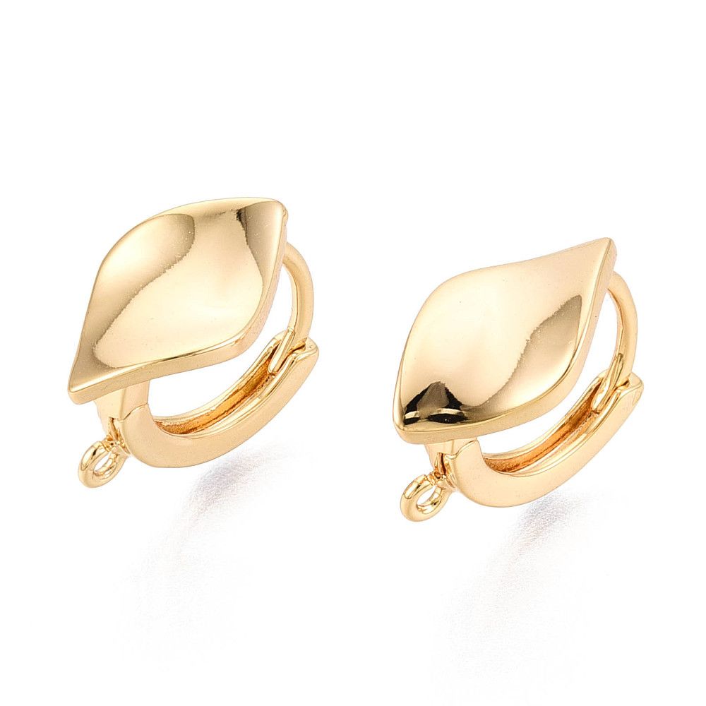 2pcs/Brass Hoop Earring Findings, Horse Eye, Cadmium Free & Lead Free, Long-Lasting Plated, Rack Plating, Real 18K Gold Plated/16x9.5x14mm