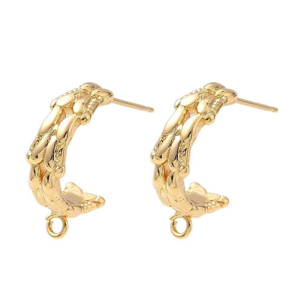 2pcs/Brass Hoop Earring Findings, Horse Eye, Cadmium Free & Lead Free, Long-Lasting Plated, Rack Plating, Real 18K Gold Plated/19.5x5.5mm