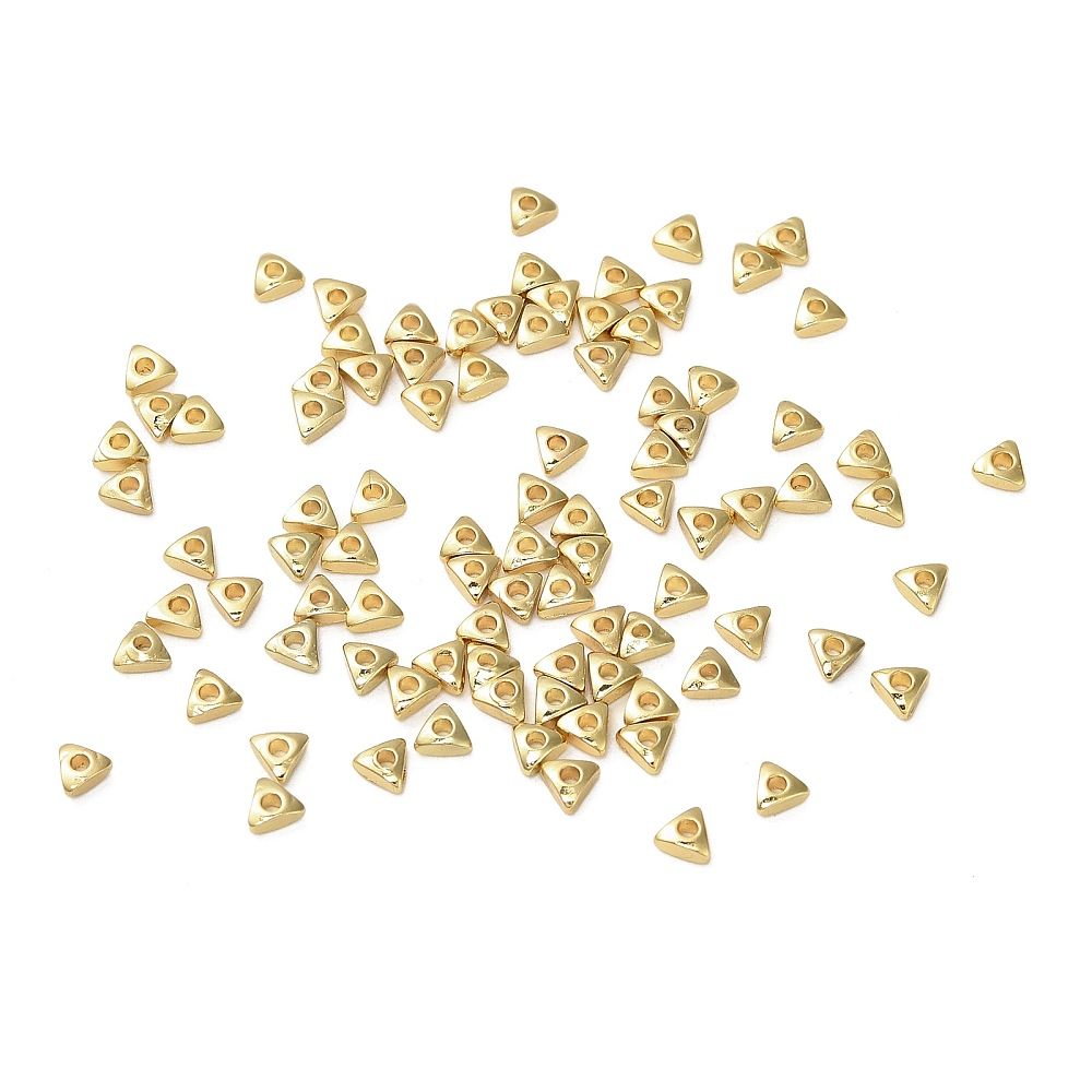 20pcs/Brass Beads, Triangle, Real 18K Gold Plated/ 3x3.5x1.5mm