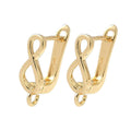 2pcs/Brass Hoop Earring Findings, Cadmium Free & Lead Free, Long-Lasting Plated, Rack Plating, Real 18K Gold Plated/16x5.5mm