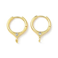 2pcs/Brass Micro Pave Clear Cubic Zirconia Hoop Earring Findings, Cadmium Free & Lead Free, Long-Lasting Plated, Rack Plating, Real 18K Gold Plated/20x15x3mm