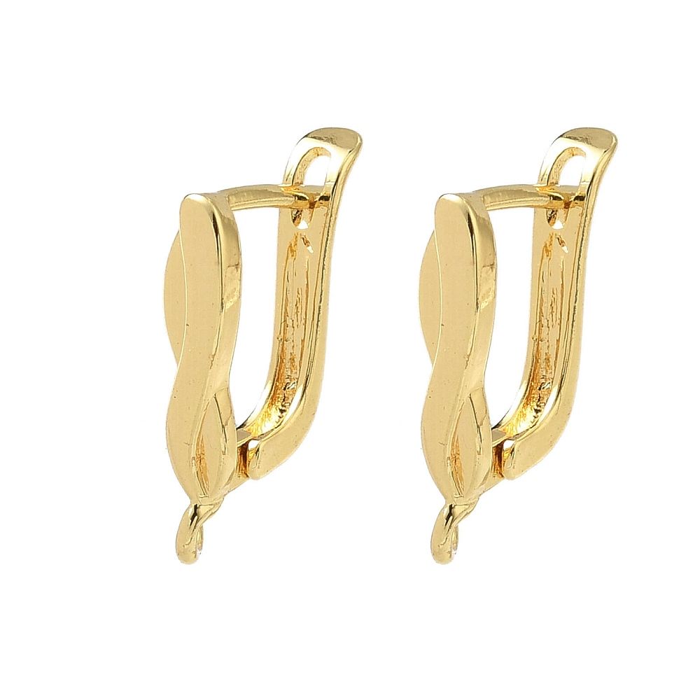 2pcs/Brass Hoop Earring Findings, Twist, Cadmium Free & Lead Free, Long-Lasting Plated, Rack Plating, Real 18K Gold Plated/19x3.5mm