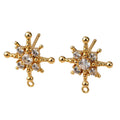 2pcs/Brass Micro Pave Clear Cubic Zirconia Earring Hooks, Real 18K Gold Plated/16x14mm