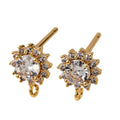 2pcs/Brass Micro Pave Clear Cubic Zirconia Earring Hooks, Real 18K Gold Plated/9x7mm