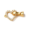 1pcs/Brass Micro Pave Clear Cubic Zirconia Fold Over Clasps, Nickel Free, Real 18K Gold Plated/22mm