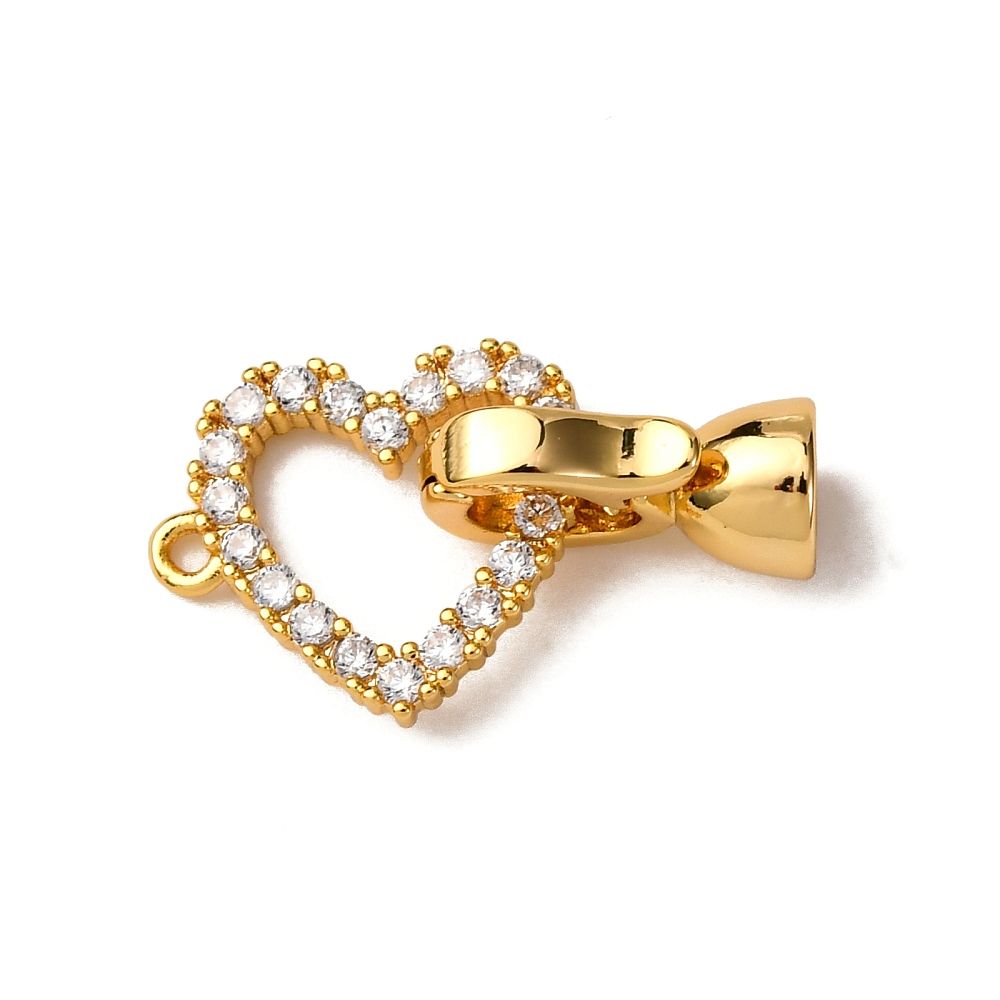 1pcs/Brass Micro Pave Clear Cubic Zirconia Fold Over Clasps, Nickel Free, Real 18K Gold Plated/22mm