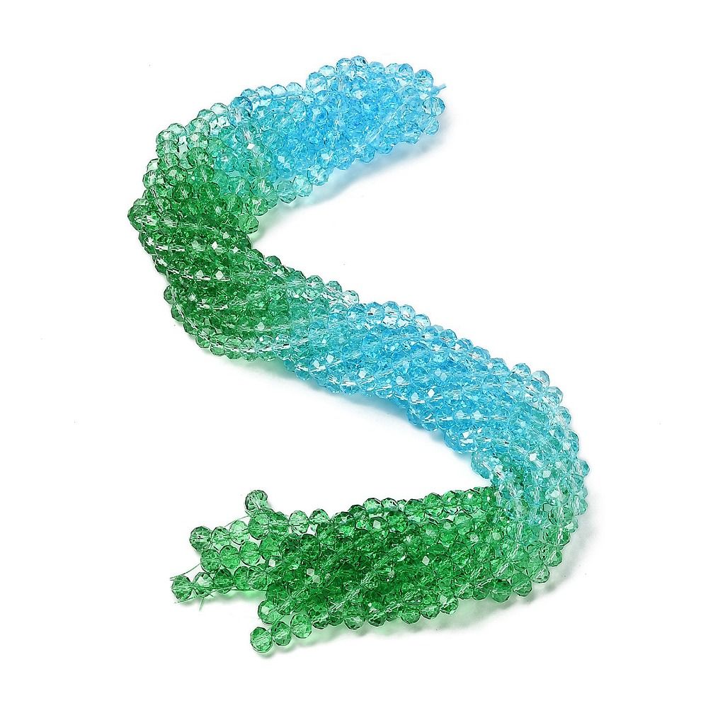 Transparent Painted Glass Beads Strands, Faceted, Rondelle, Colorful, 6x5mm, Hole: 1mm, about 80~85pcs/strand, 38~40cm
