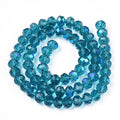 Electroplate Glass Beads Strands, Half Rainbow Plated, Faceted, Rondelle, Steel Blue, 2.3~2.7x2mm, Hole: 0.4mm, about 135~140pcs/strand, 26~27cm