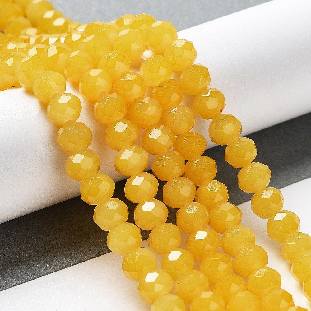 Baking Painted Imitation Jade Glass Bead Strands, Faceted Rondelle,  8x6mm, Hole: 1mm, about 60~62pcs/strand, 39~40cm