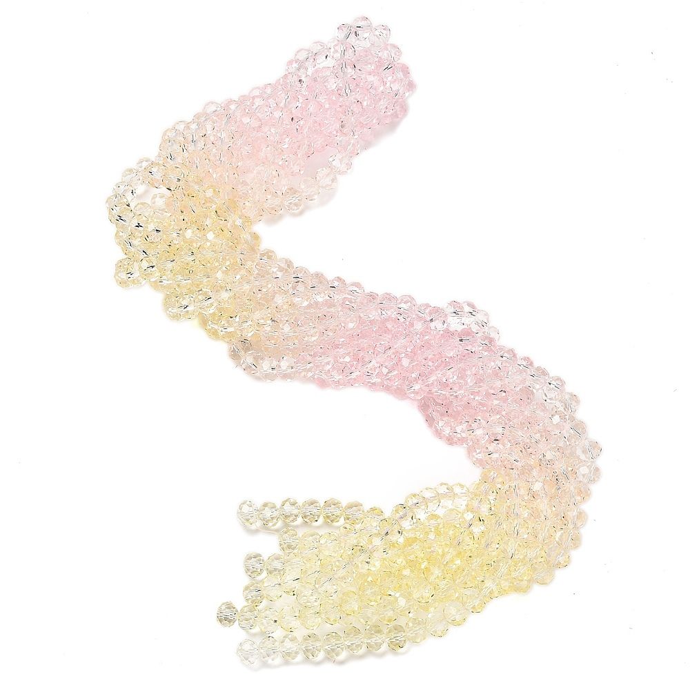 Transparent Painted Glass Beads Strands, Faceted, Rondelle, Colorful, 6x5mm, Hole: 1mm, about 80~85pcs/strand, 38~40cm