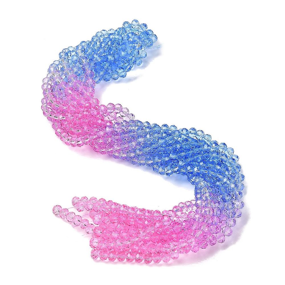 Transparent Painted Glass Beads Strands, Faceted, Rondelle, Colorful, 6x5mm, Hole: 1mm, about 80~85pcs/strand, 38~40cm