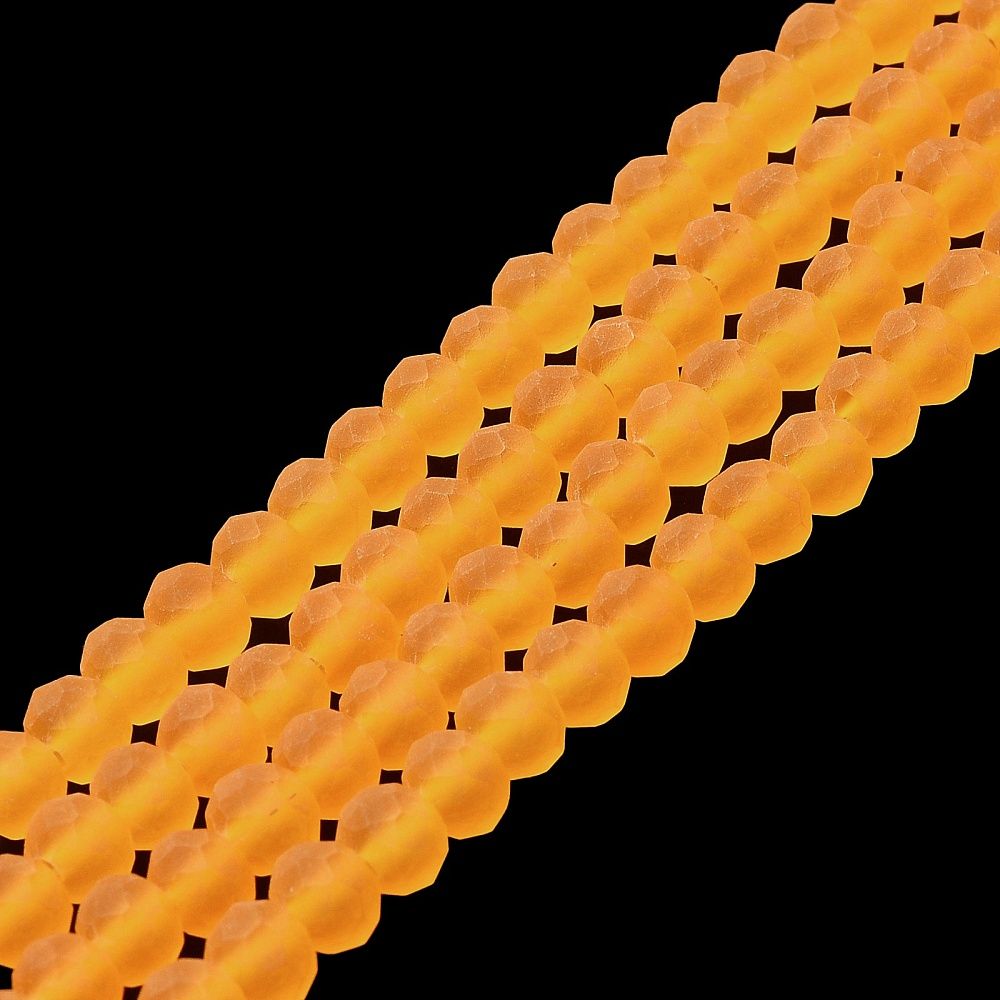 Glass Beads Strands, Faceted, Frosted, Rondelle, 3.5~3.8mm, Hole: 1mm, about 105~110pcs/strand, 29~31cm