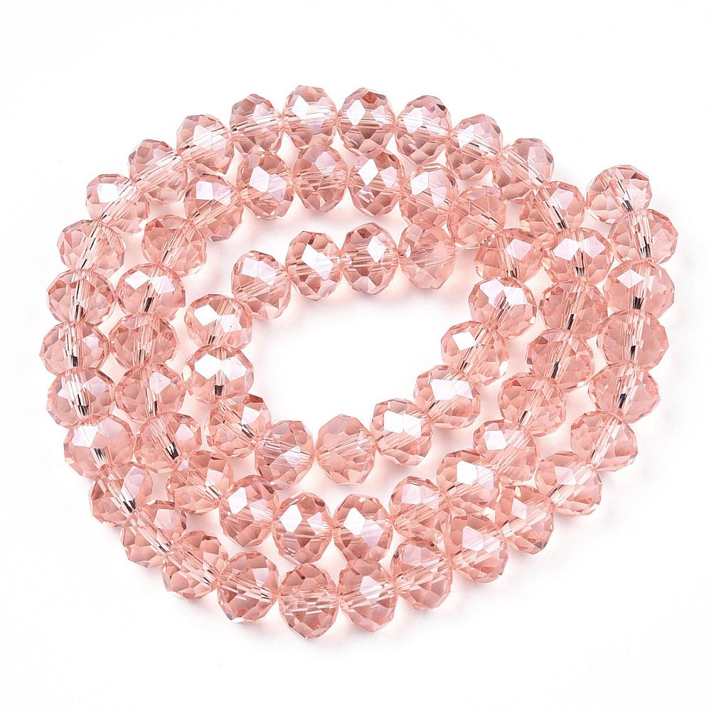 Electroplate Glass Beads Strands, AB Color Plated, Faceted, Rondelle, 3.5~3.8x3mm, Hole: 0.4mm, about 105~110pcs/strand, 29~31cm