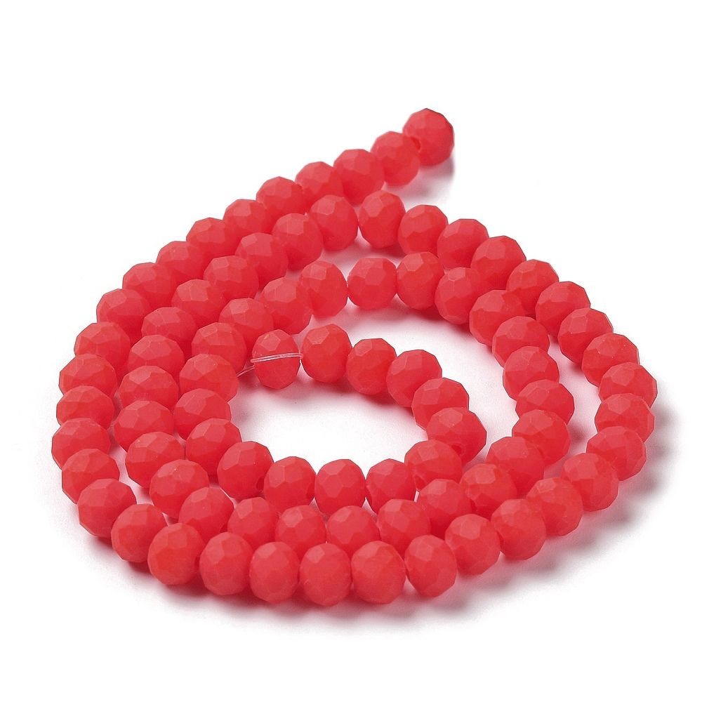 Glass Beads Strands, Faceted, Frosted, Rondelle, 3.5~3.8mm, Hole: 1mm, about 105~110pcs/strand, 29~31cm