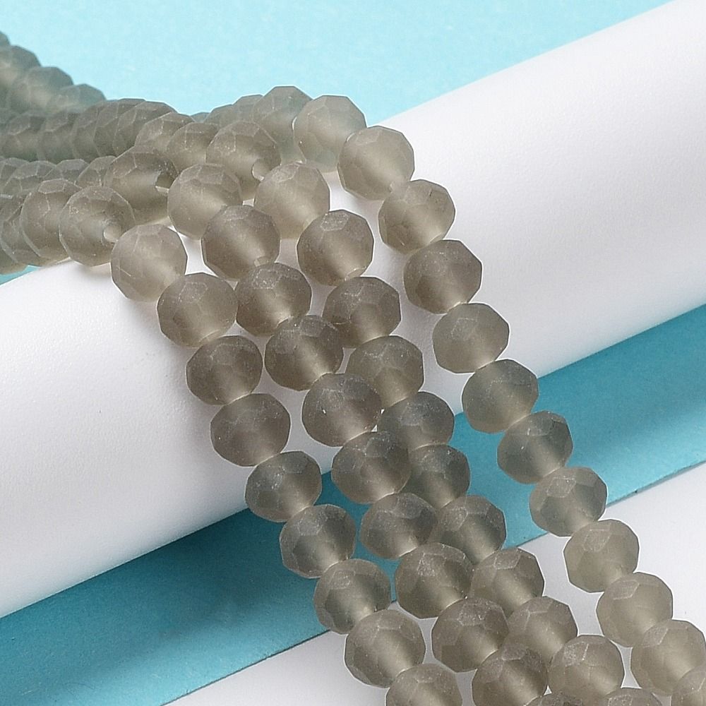 Glass Beads Strands, Faceted, Frosted, Rondelle, 3.5~3.8mm, Hole: 1mm, about 105~110pcs/strand, 29~31cm