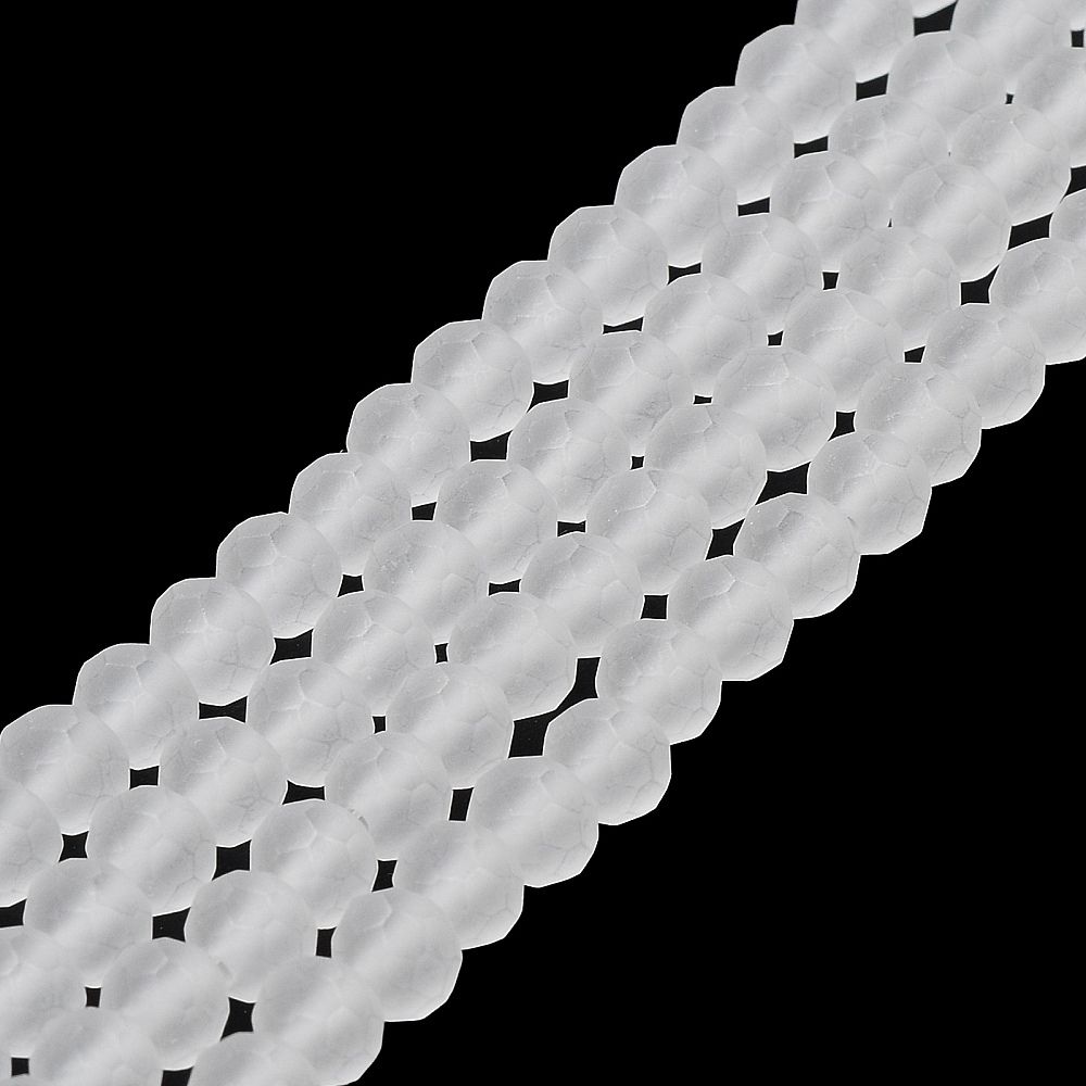 Glass Beads Strands, Faceted, Frosted, Rondelle, 3.5~3.8mm, Hole: 1mm, about 105~110pcs/strand, 29~31cm