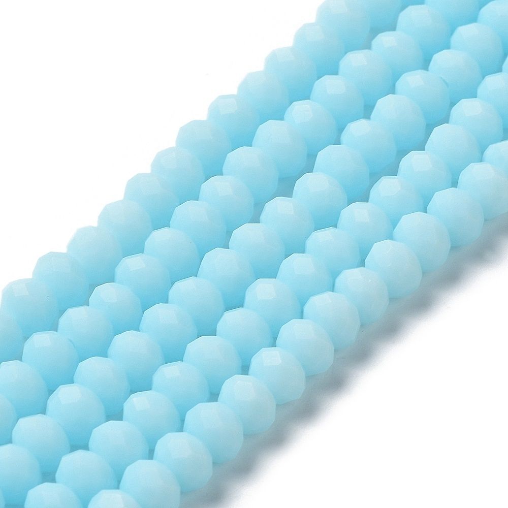 Glass Beads Strands, Faceted, Frosted, Rondelle, 3.5~3.8mm, Hole: 1mm, about 105~110pcs/strand, 29~31cm