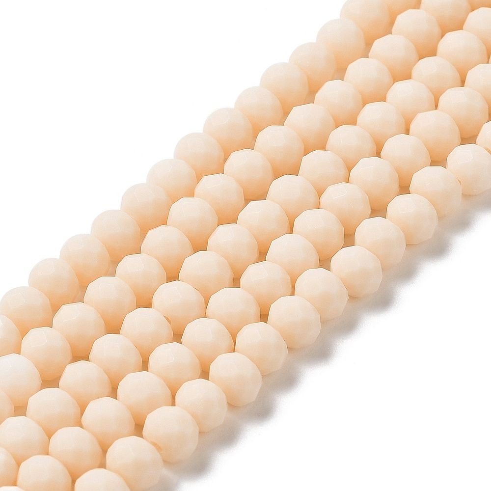 Glass Beads Strands, Faceted, Frosted, Rondelle, 3.5~3.8mm, Hole: 1mm, about 105~110pcs/strand, 29~31cm