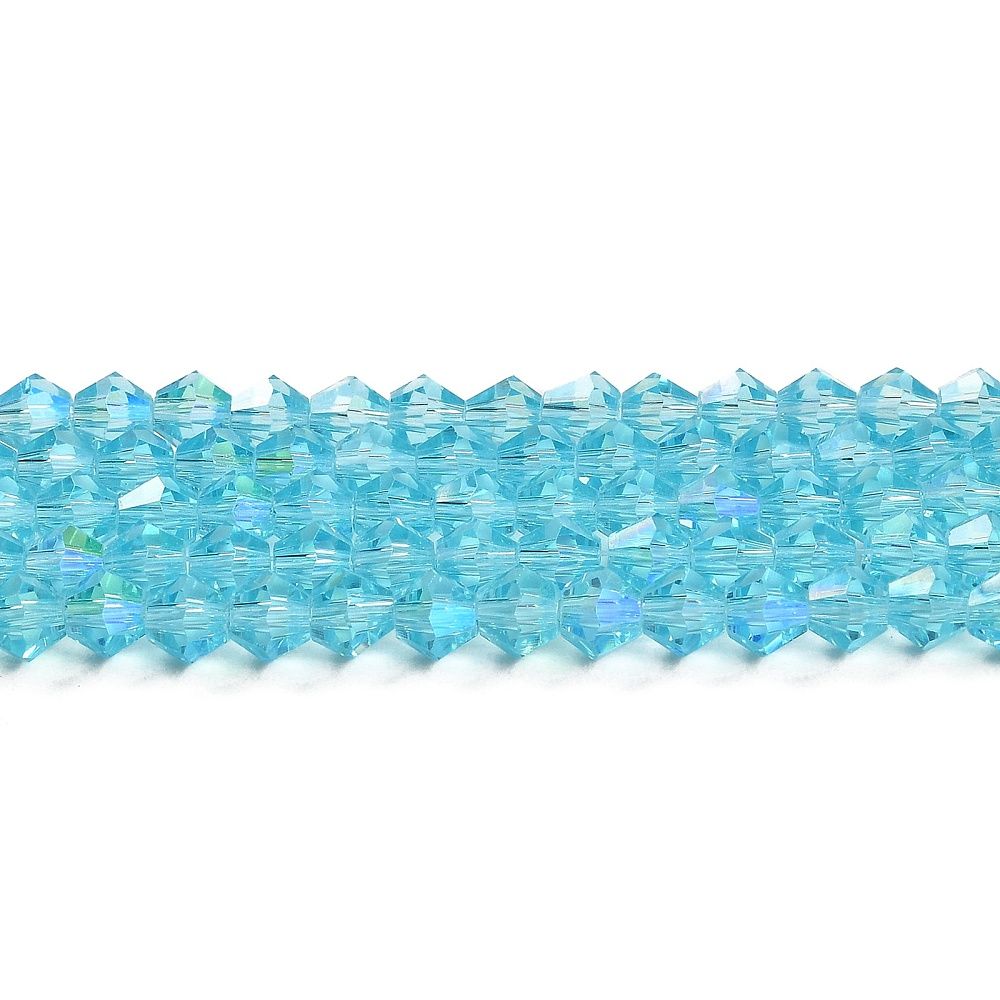 Transparent Electroplate Glass Beads Strands, Faceted, Bicone,2.9~3.3x2.5mm, Hole: 0.7mm, about 135~140pcs/strand, 38~40cm